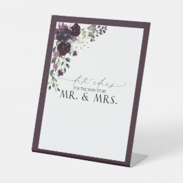 梅エレガント紫フローラ水彩アイディア 台座サイン