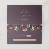 梅エレガント紫ブルゴーニュフローラ結婚ズ プレイスカード (外部開封)