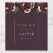 梅エレガント紫ブルゴーニュフローラ結婚ズ ワインラベル (シングルラベル)