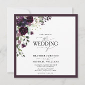 梅エレガント紫マウヴフローラ水彩画 招待状 (正面)