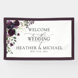 梅エレガント紫マウヴフローラ水彩画 横断幕