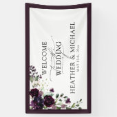 梅エレガント紫マウヴフローラ水彩画 横断幕 (縦)