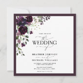 梅エレガント紫マウーブフローラ水彩写真 招待状 (正面)