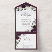 梅エレガント紫マウーブフローラ水彩 オールインワン招待状 (内側)