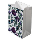 梅エレガント紫マゼンタフローラ ミディアムペーパーバッグ (正面アングル)