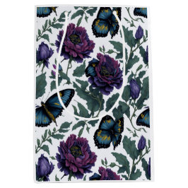 梅エレガント紫マゼンタフローラ ミディアムペーパーバッグ