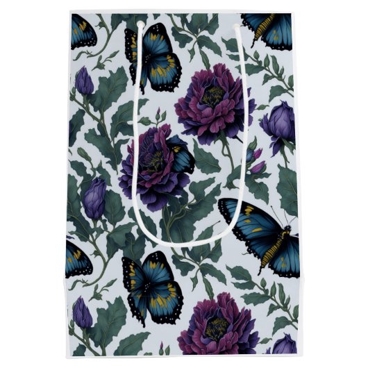 梅エレガント紫マゼンタフローラ ミディアムペーパーバッグ (裏面)