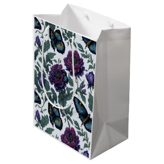 梅エレガント紫マゼンタフローラ ミディアムペーパーバッグ (裏面アングル)