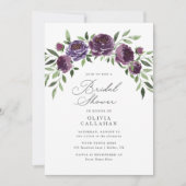梅エレガント紫素朴フローラブライダルシャワー 招待状 (正面)
