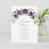 梅エレガント紫素朴フローラブライダルシャワー 招待状 (スタンド正面)