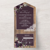 梅エレガント紫素朴木レ結婚ース オールインワン招待状 (内側)