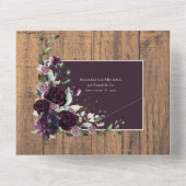 梅エレガント紫素朴木レ結婚ース オールインワン招待状 (裏面)