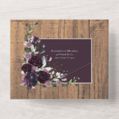 梅エレガント紫素朴木レ結婚ース オールインワン招待状 (裏面)