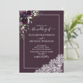 梅エレガント紫素朴木結婚本 招待状 (スタンド正面)