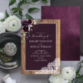 梅エレガント紫素朴木結婚本 招待状