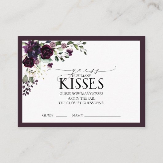 梅エレガント紫色の水彩ブライダルシャワーゲーム エンクロージャーカード (正面)