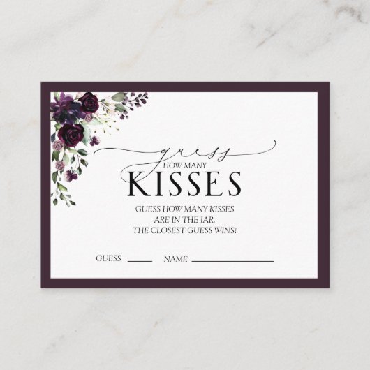 梅エレガント紫色の水彩ブライダルシャワーゲーム エンクロージャーカード (正面)
