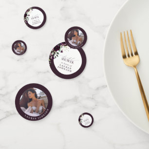 梅エレガント紫色の水彩ブライダルシャワー コンフェッティ