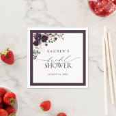 梅エレガント紫色の水彩ブライダルシャワー スタンダードカクテルナプキン (インサイチュ)