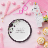 梅エレガント紫色の水彩ブライダルシャワー ペーパープレート (パーティー)