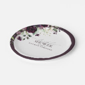 梅エレガント紫色の水彩ブライダルシャワー ペーパープレート (アングル)
