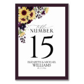 梅エレガント紫色ひまわり水彩披露宴 テーブルナンバー (裏面)