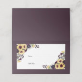 梅エレガント紫色ひまわり水彩披露宴 プレイスカード (外部開封)