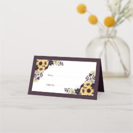 梅エレガント紫色ひまわり水彩披露宴 プレイスカード