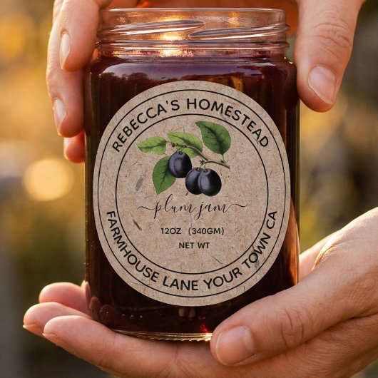 梅ジャム クラフト紙 缶詰ラベル ラウンドシール