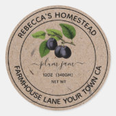 梅ジャム クラフト紙 缶詰ラベル ラウンドシール (正面)