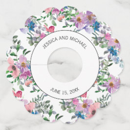 梅パーソナライズされた紫ピンクと白フローラ ワイングラスタグ