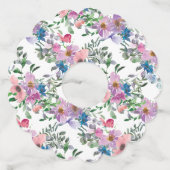 梅パーソナライズされた紫ピンクと白フローラ ワイングラスタグ (裏面)