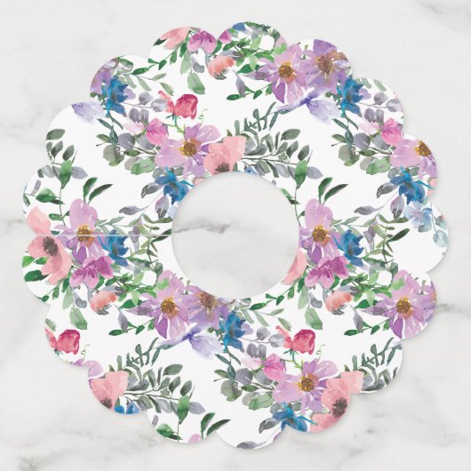 梅パーソナライズされた紫ピンクと白フローラ ワイングラスタグ (裏面)