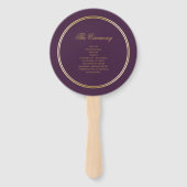 梅パープルエレガント金ゴールドモノグラム結婚式 プログラム ハンドファン (裏面)
