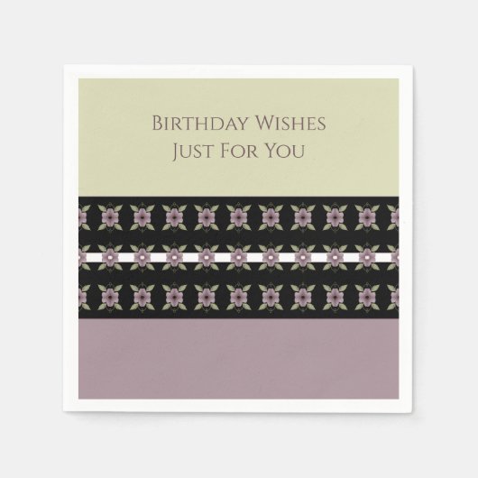 梅パープルモダンフローラデザイナー昼食会 スタンダードカクテルナプキン (正面)