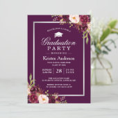梅パープル素朴フローラ卒業パーティー 招待状 (スタンド正面)