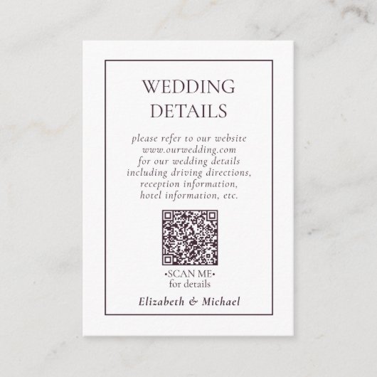 梅フォーマル紫QRコードの結婚詳細 エンクロージャーカード (正面)