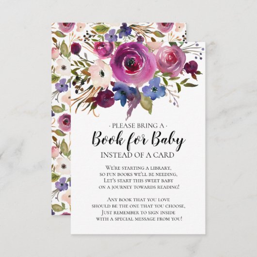 梅フローラモダン赤ちゃんシャワーベビー本 エンクロージャーカード (正面/裏面)