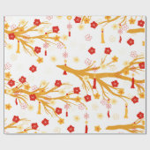 梅ボッサム中国の新年のパターン ラッピングペーパー (フラット)