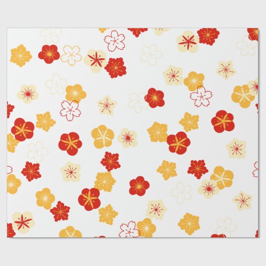 梅ボッソム中国の花新年の模様 ラッピングペーパー (フラット)