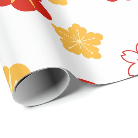 梅ボッソム中国の花新年の模様 ラッピングペーパー (ロールコーナー)