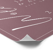 梅ミニマル紫のスクリプ結婚トの歓迎サイン ポスター (角)