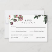 梅モダンフローラRSVPカードと食事の選択 出欠カード (正面)