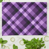 梅モダン紫色の格子模様のキッチンタオル キッチンタオル (折り畳み)