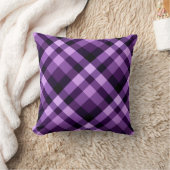 梅モダン紫色の格子模様装飾用クッション クッション (ブランケット)