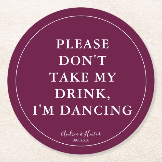 梅ユニークお酒を飲まないで ラウンドペーパーコースター (正面)