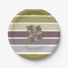 梅及び金ゴールドワイドストライプ ペーパープレート