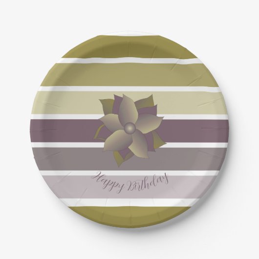 梅及び金ゴールドワイドストライプ ペーパープレート (正面)