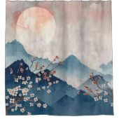 梅日本の月シャワーカーテン シャワーカーテン (正面)