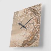 梅日本の花 スクエア壁時計 (傾斜)